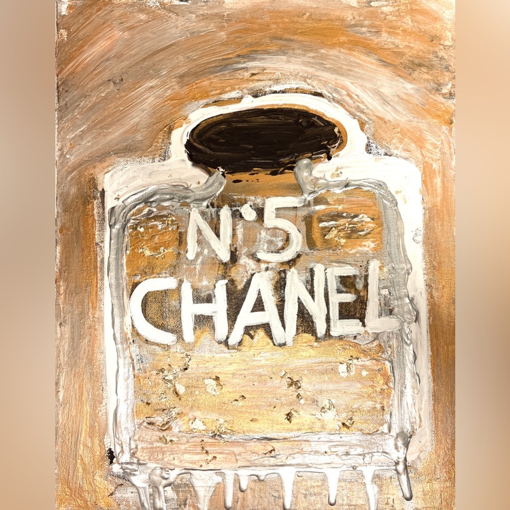 CHANEL NO 5 Painting Bronzest Gold Colors (By Kaya Gravitter) With COA Handmade
